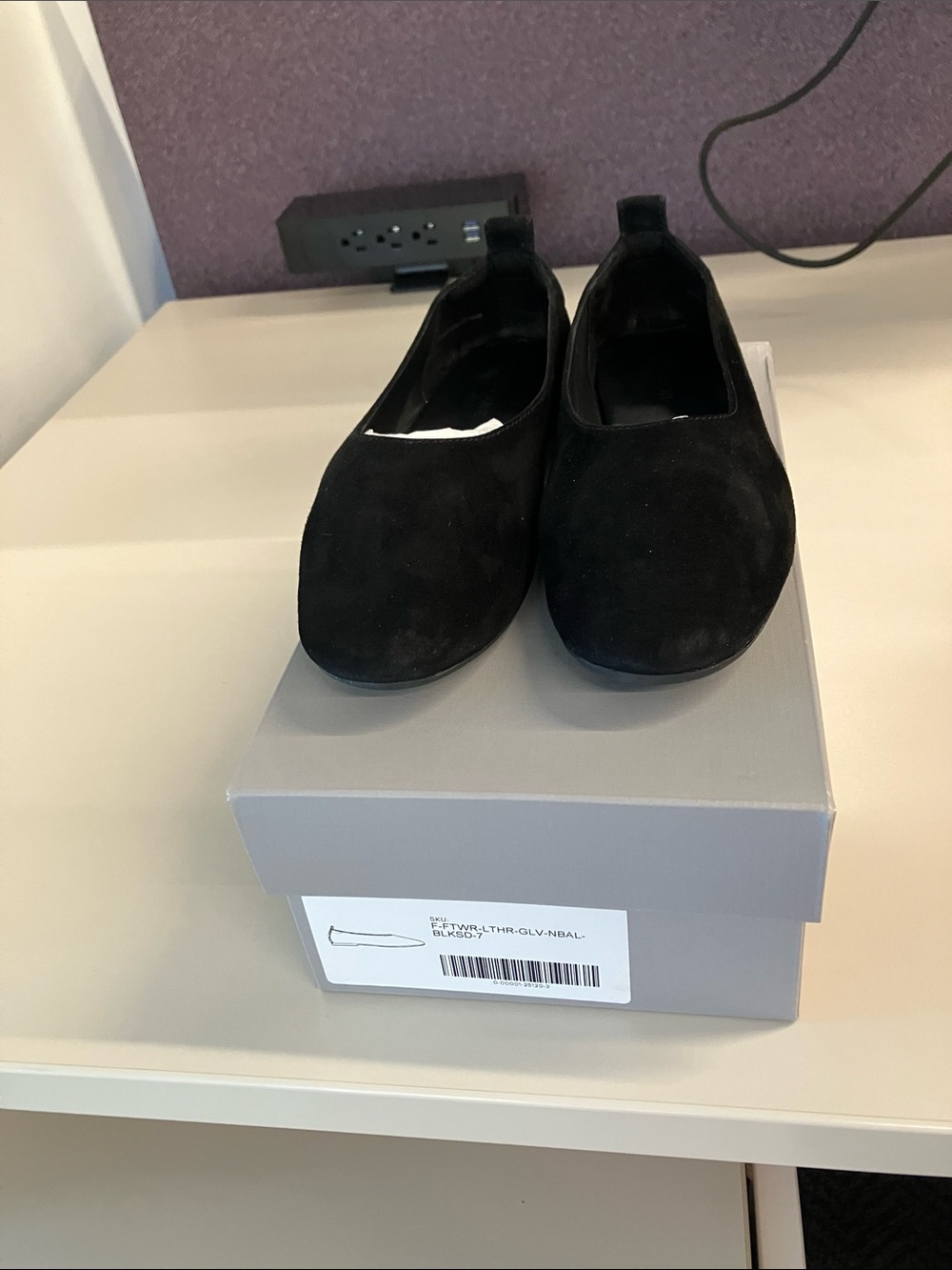 Everlane Black Suede Slip-On Flats